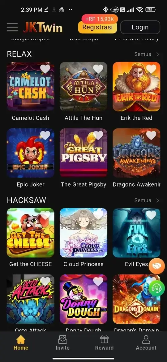 Tampilan utama JKTWin APK